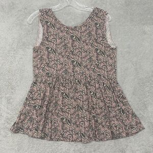 American Eagle Shirt Womens Medium Pink‎ Floral Round Neck Sleeveless Tank Top